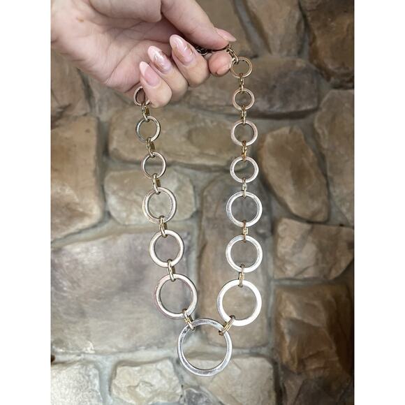 VTG Ralph Lauren RLL Necklace 2 Tone Silver/Gold-tone 16" Large Link O Ring 64g - Picture 12 of 12